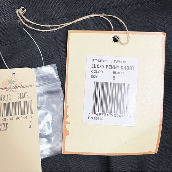 NWT Tommy Bahama Lucky Penny Shorts Black 100% Silk Size 6 TW8113 Dressy Classic - Picture 8 of 11